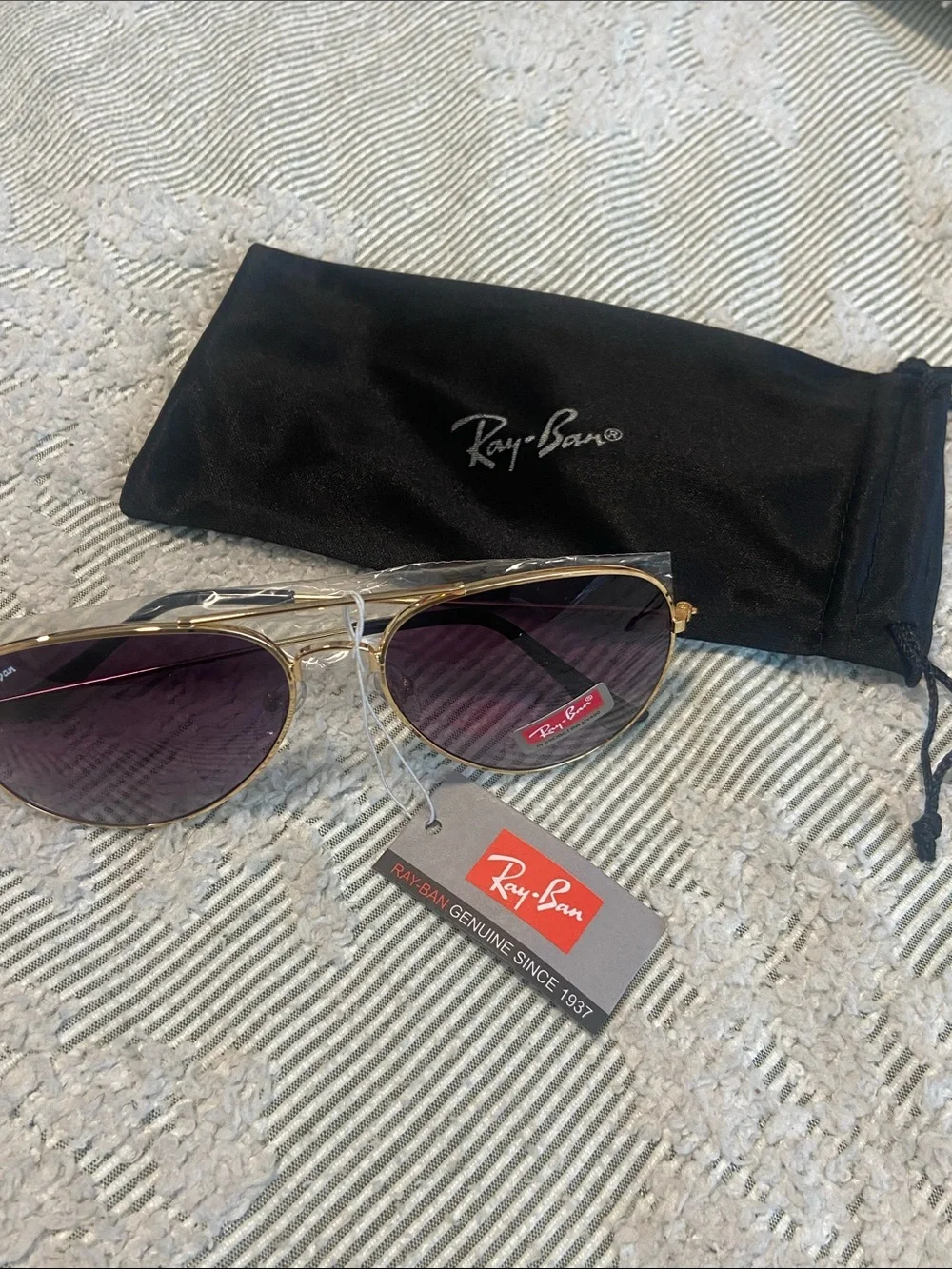 Gold Frame Sunglasses with Purple Lenses